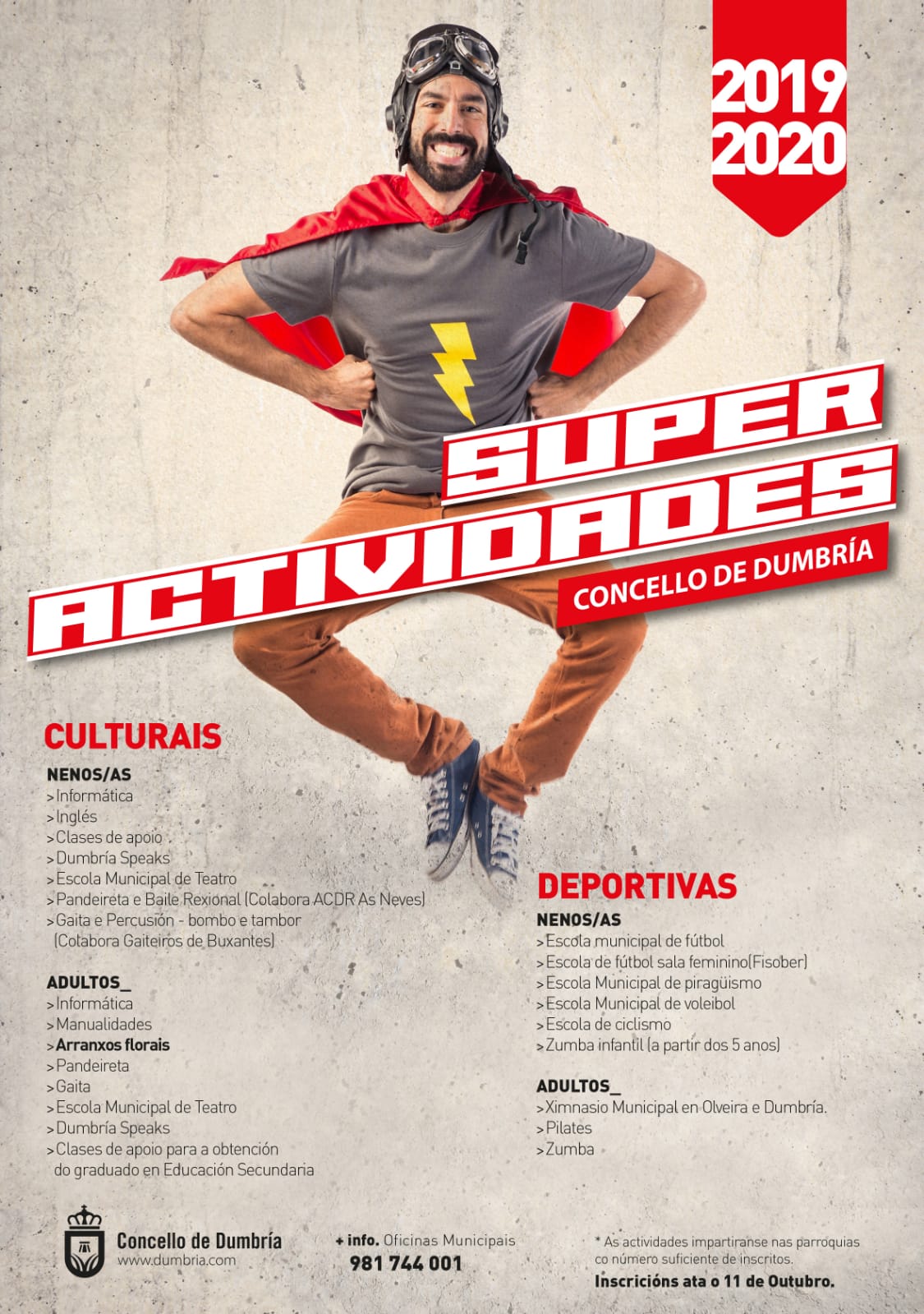 Actividades de cultura e deportes de Dumbría. Curso 19/20 Actividades de cultura e deportes de Dumbría. Curso 19/20