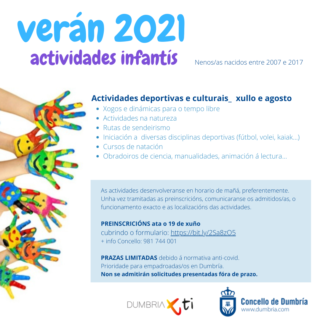 PREINSCRICIÓN ACTIVIDADES INFANTÍS VERÁN 2021 PREINSCRICIÓN ACTIVIDADES INFANTÍS VERÁN 2021