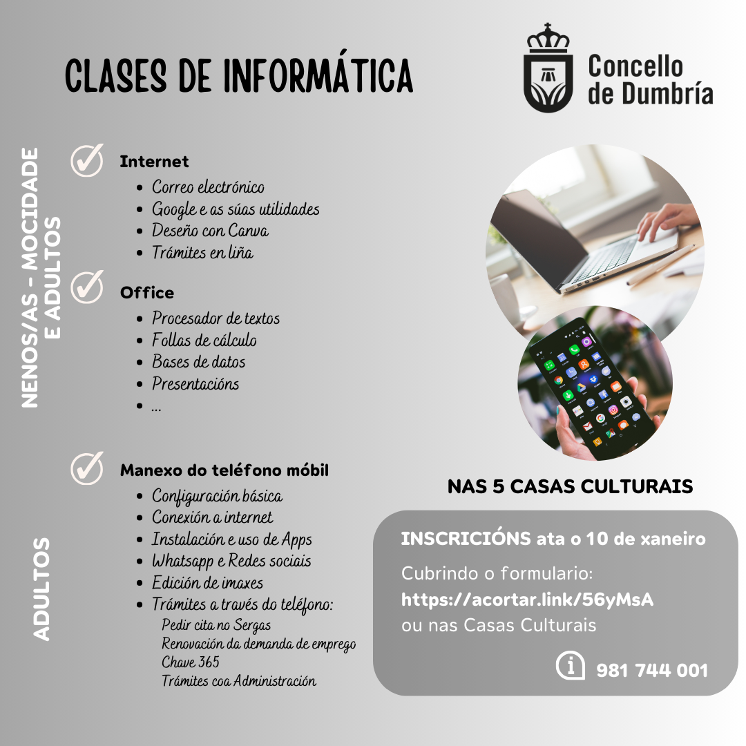 Clases de Inform谩tica no Concello de Dumbr铆a