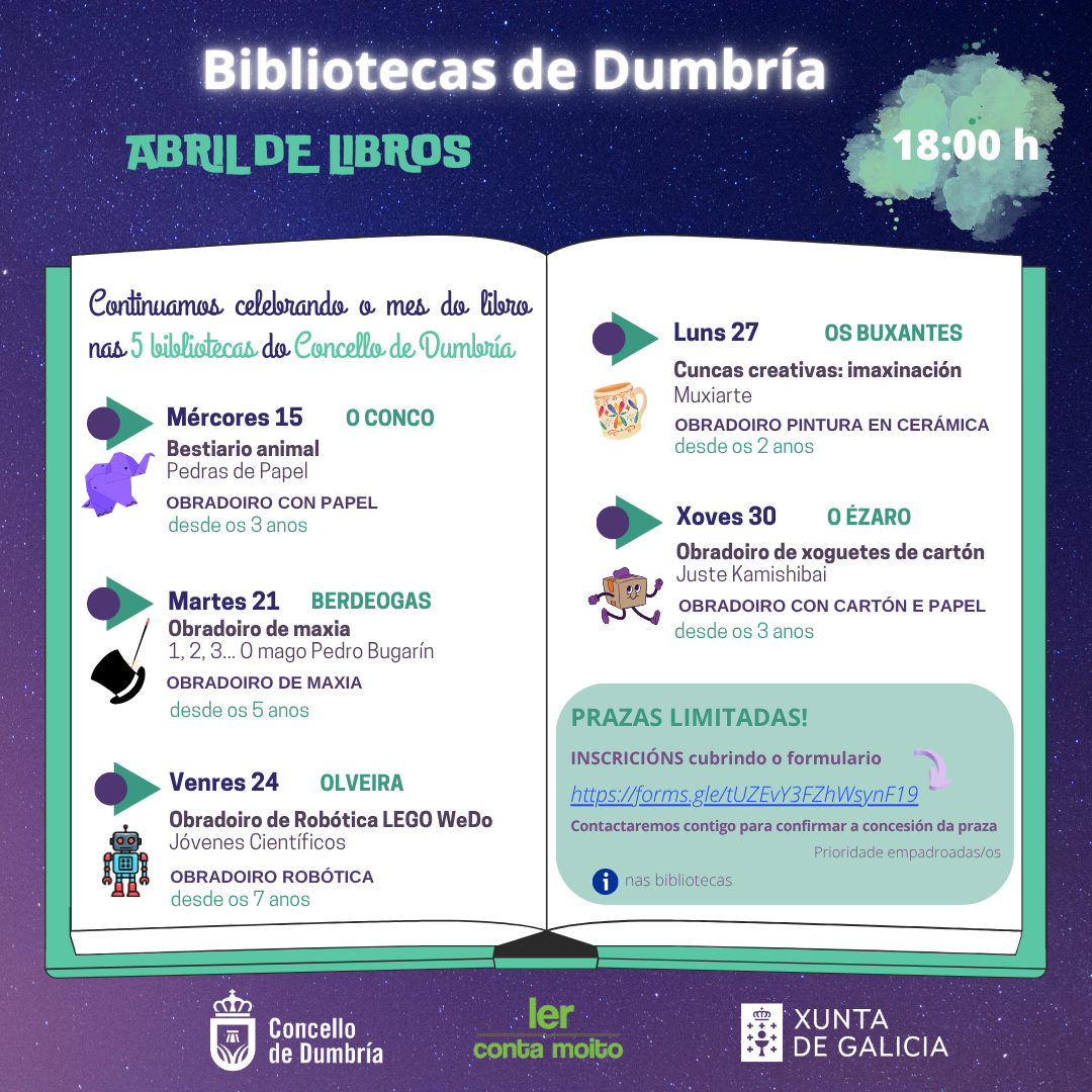 cartel Abril de Libros nas bibliotecas de Dumbría