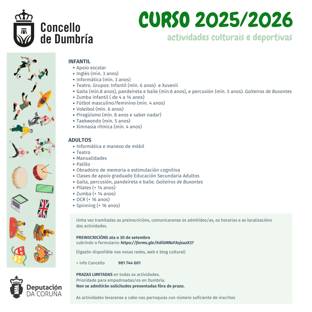cartel actividades culturais e deportivas 2025/2026