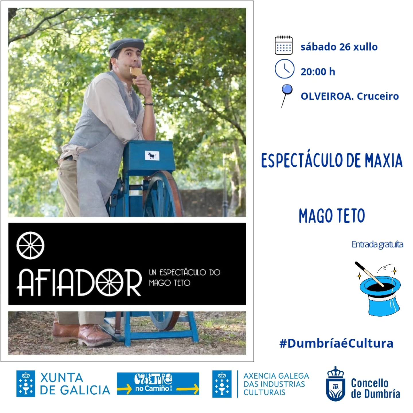 Afiador: un espectáculo do Mago Teto, en Olveiroa, Dumbría