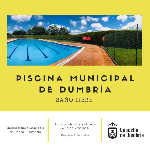 Horario da Piscina Municipal de Dumbría do 2025