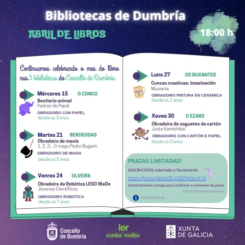 cartel Abril de Libros nas bibliotecas de Dumbría