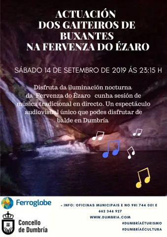 Actuación dos gaiteiros de Buxantes na Fervenza do Ézaro Actuación dos gaiteiros de Buxantes na Fervenza do Ézaro