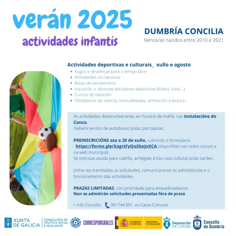 Actividades de verán 2025 do Concello de Dumbría