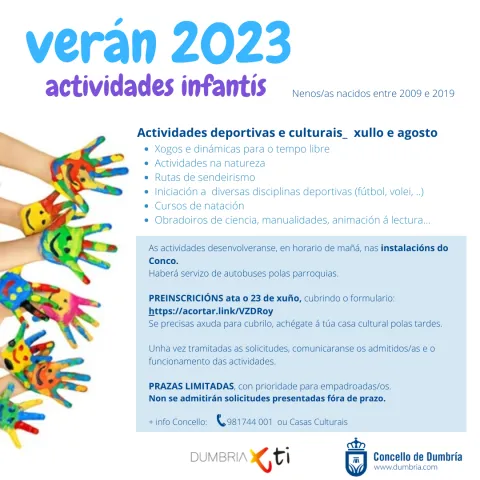 ACTIVIDADES INFANTÍS VERÁN 2023 ACTIVIDADES INFANTÍS VERÁN 2023