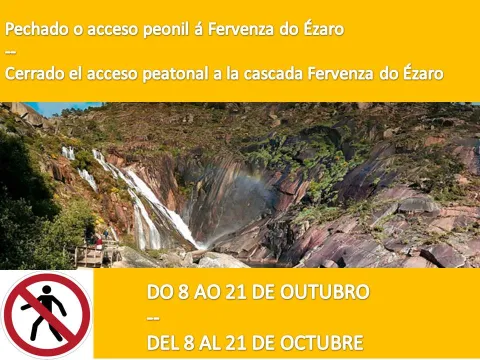Cerrado el acceso peatonal a la Cascada de Ézaro, en Dumbría Cerrado el acceso peatonal a la Cascada de Ézaro, en Dumbría