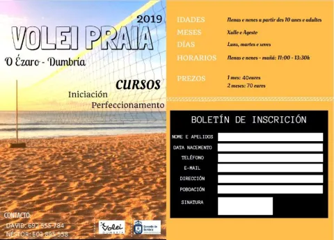 Cursos de Volei Praia 2019 do Concello de Dumbría.
